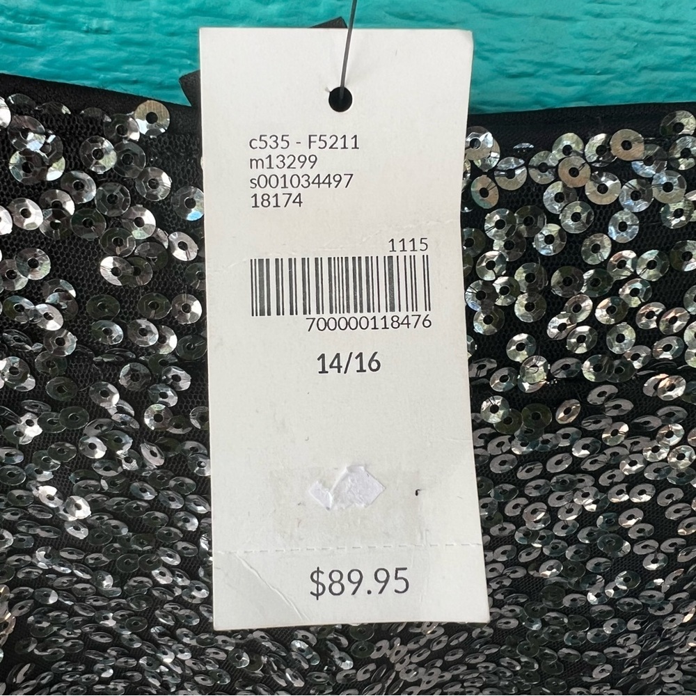 Lane Bryant Plus Black Silver Sequin Midi Length A-Line Skirt Size 14/16 NWT - Picture 3 of 9
